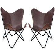 HILASON Genuine Leather Butterfly Chair Folding Lounge Modern Sling Accent Seat