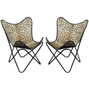 HILASON Genuine Leather Butterfly Chair Folding Lounge Modern Sling Accent Seat