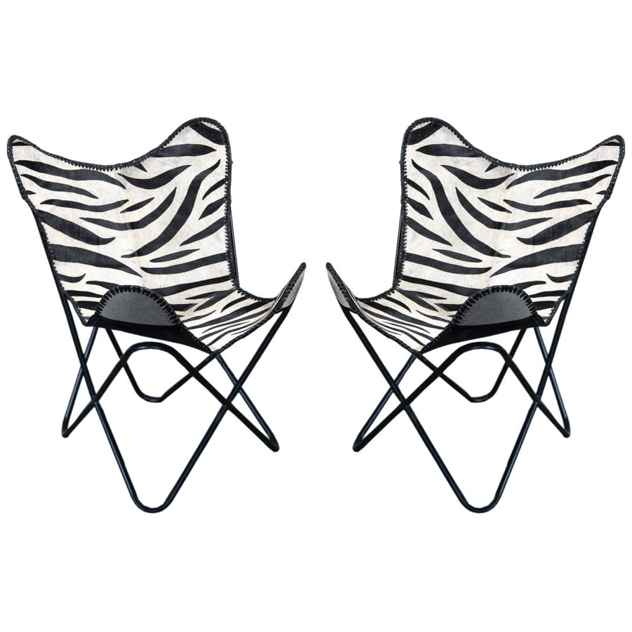 Zebra print butterfly camping chairs pair - Uhorse