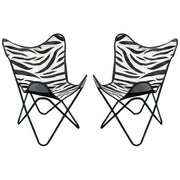 HILASON Genuine Leather Butterfly Chair Folding Lounge Modern Sling Accent Seat