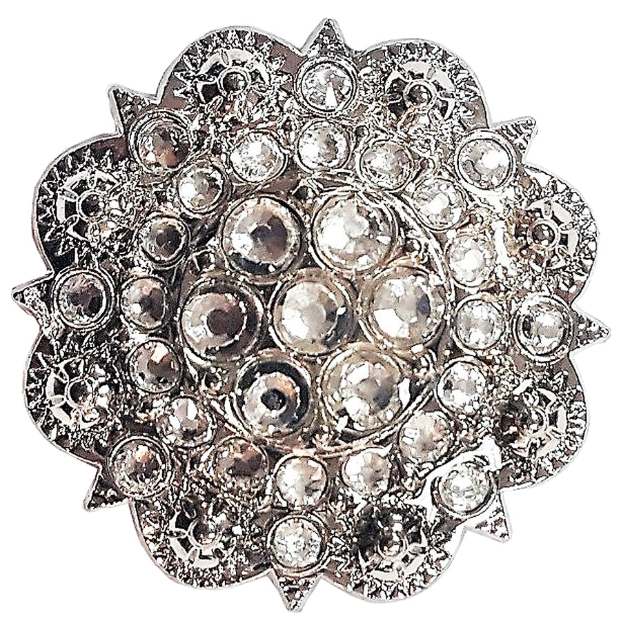 Silver metal concho with rhinestone accents - Uhorse