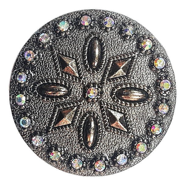 Black metal concho with rhinestone border - Uhorse