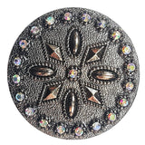 Set Of 8 W. Screw Back Concho Antique Silver Round Saddle Headstall – by Hilason – Cowboy and equestrian accessories