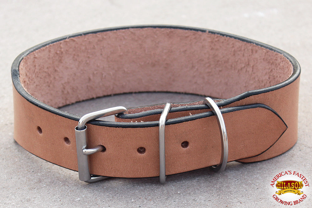 Hilason Heavy Duty Handmade Genuine Leather Dog Collar Tan