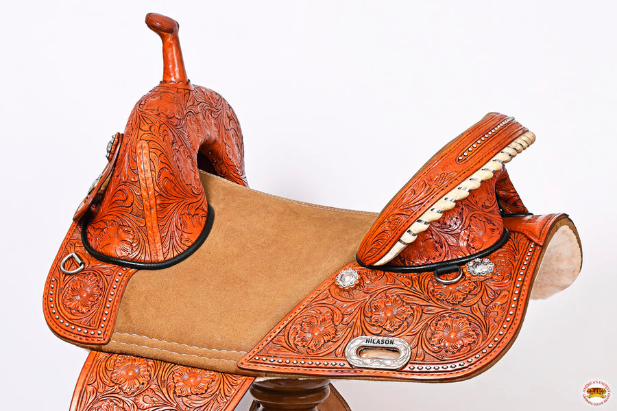 HILASON Western Horse Treeless Trail Barrel Saddle American Leather | for Horses