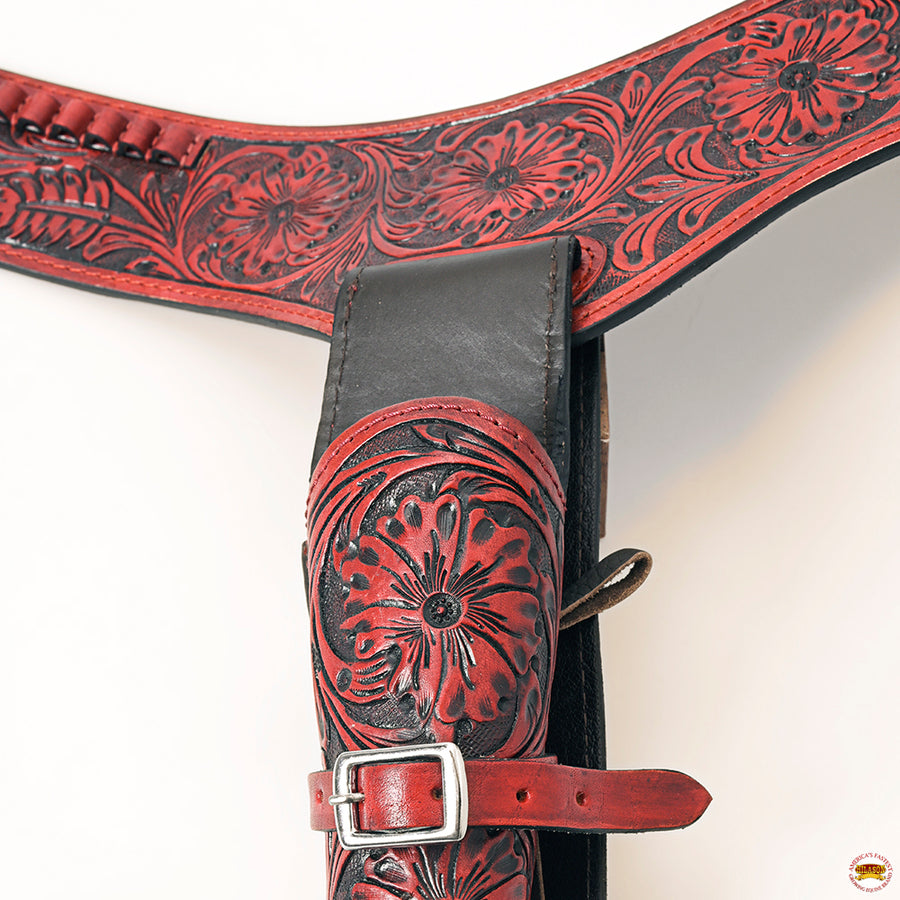 HILASON Western Right Hand Gun Holster Rig 22 Caliber Leather Cowboy | Costume Belt