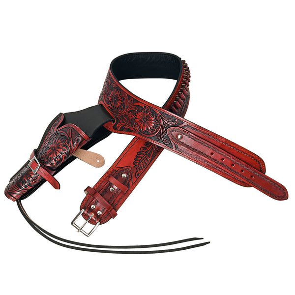 Hilason Western Right Hand Gun Holster Rig 38 Caliber Leather Cowboy - Uhorse