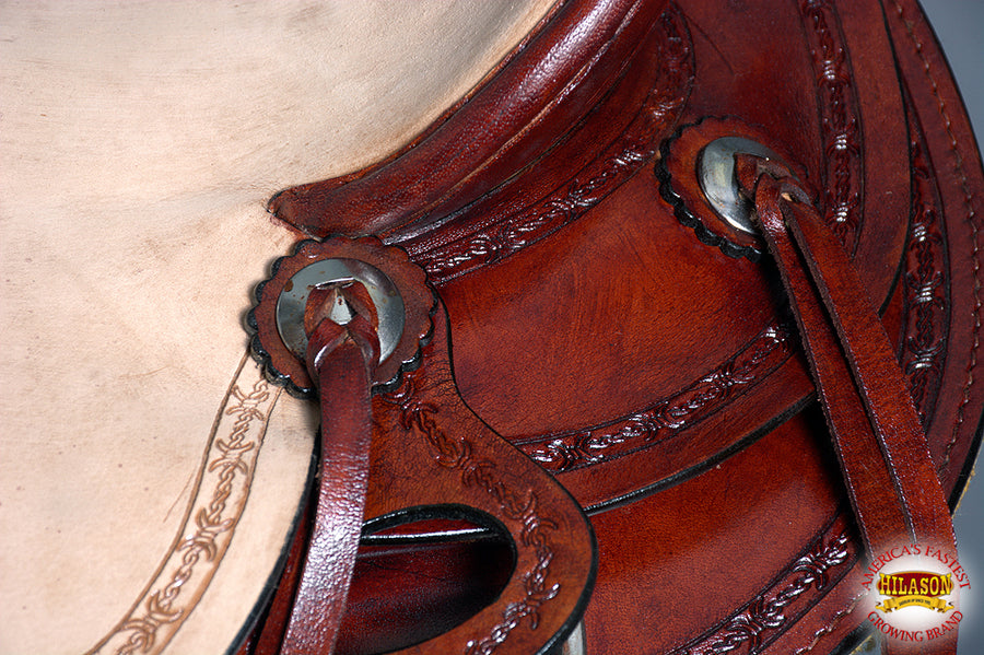 HILASON Western Horse Saddle American Leather Ranch Roping Trail Mahogany | Hand Tooled Wade & For Horses