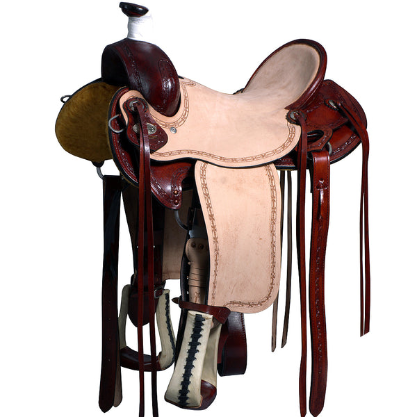Western Horse Saddle American Leather Ranch Roping Trail Hilason Mahogany - Uhorse