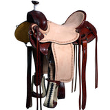 16 In Western Horse Saddle American Leather Ranch Roping Trail Hilason Mahogany - Uhorse
