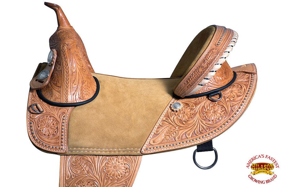 HILASON Western Classic Treeless Trail Barrel American Leather Saddle | Horse for Horses