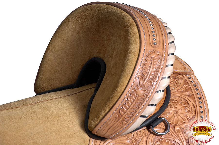 HILASON Western Classic Treeless Trail Barrel American Leather Saddle | Horse for Horses