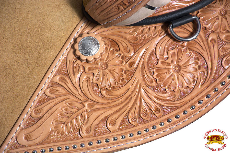 HILASON Western Classic Treeless Trail Barrel American Leather Saddle | Horse for Horses