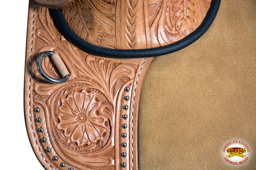 HILASON Western Classic Treeless Trail Barrel American Leather Saddle | Horse for Horses