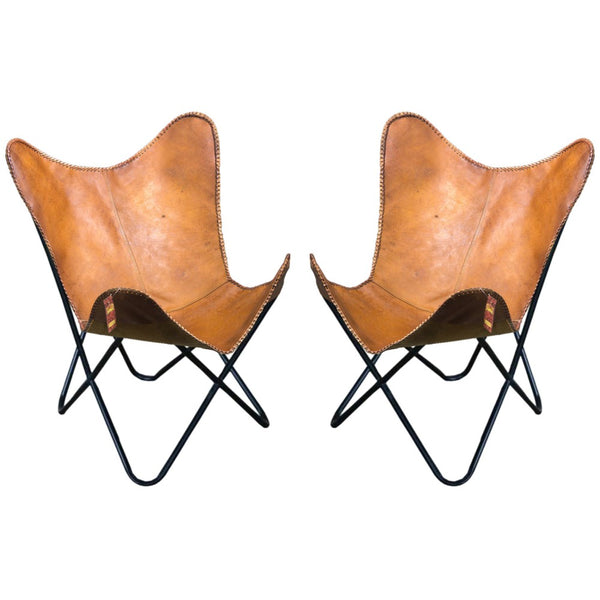 Pair Genuine Leather Butterfly Chair Folding Modern Sling Accent Seat by Hilason – Cowboy and equestrian accessories