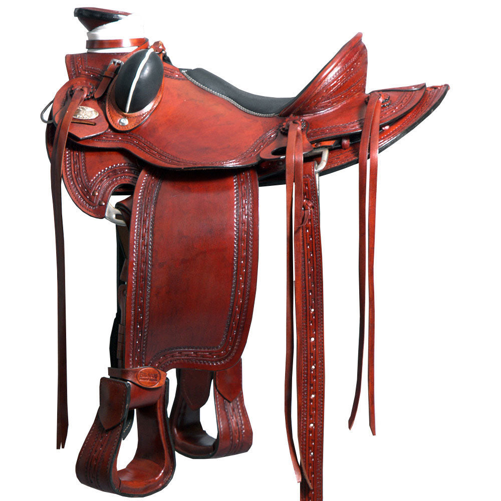 HILASON Western Horse Wade Saddle American Leather Ranch Roping Brown | Hand Tooled | Horse Saddle | Western Saddle | Wade & Roping Saddle | Horse Leather Saddle | Saddle For Horses
