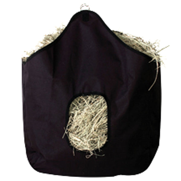 Black canvas hay bag with natural twine netting - Uhorse