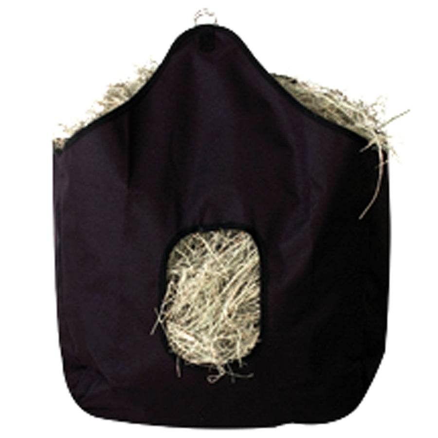 Black canvas hay bag with natural twine netting - Uhorse