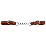 U-3 Inch Hilason Western Horse Leather Nickel Plated Curb Strap Link Mouth Chain