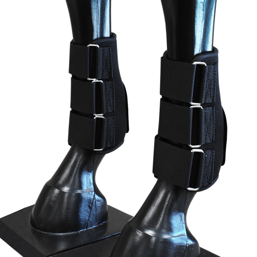 Hilason Western Horse Tack Leg Protection Deluxe Skid Boots black - Uhorse