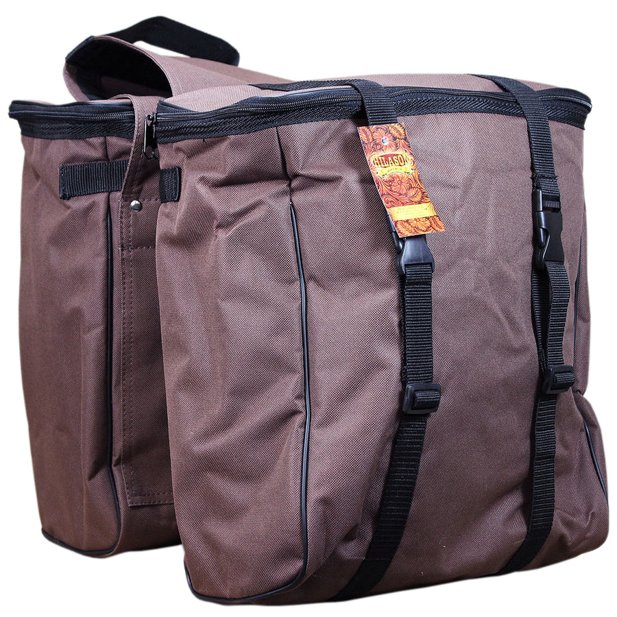 12X7X14 Hilason Western Tack Brown Cordura Horse Saddle Bag - Uhorse