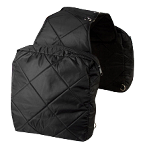 Hilason Western Horse Tack Quilted Saddle Bag Zipper Closure Pockets Black - Uhorse