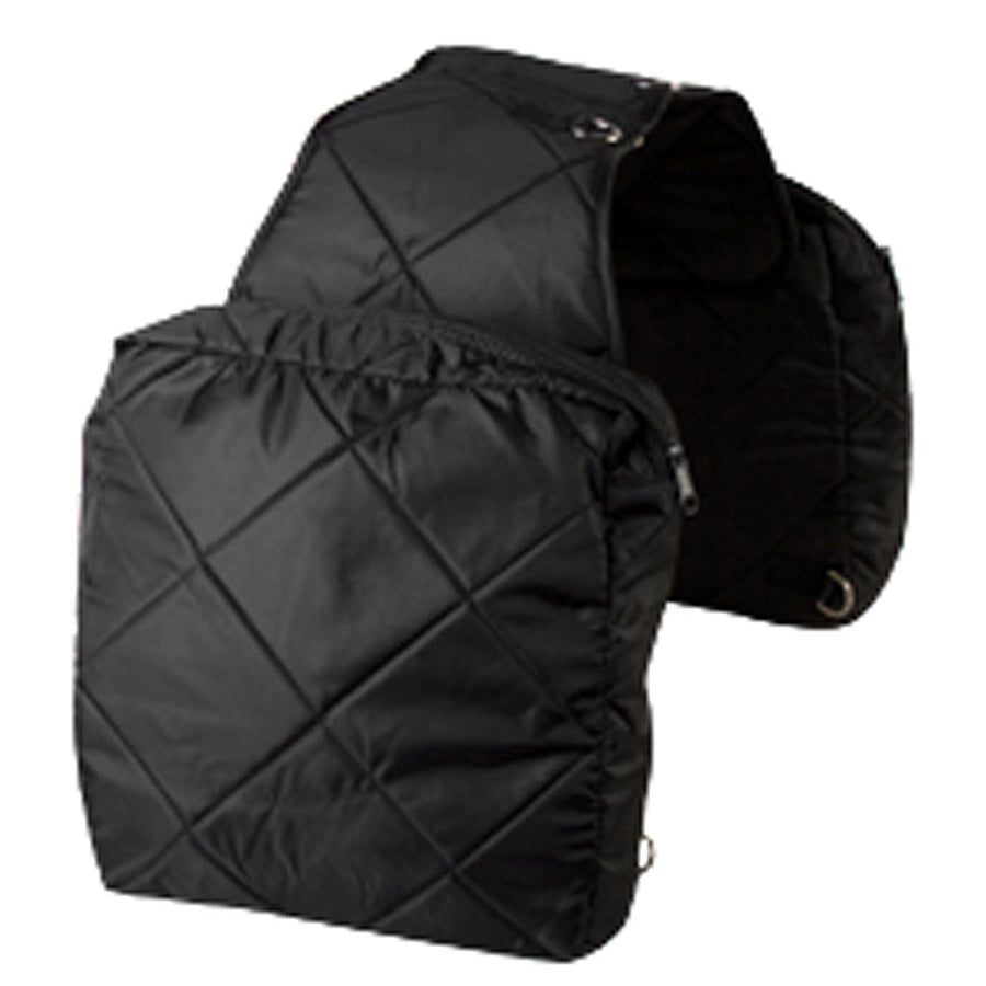 Hilason Western Horse Tack Quilted Saddle Bag Zipper Closure Pockets Black - Uhorse