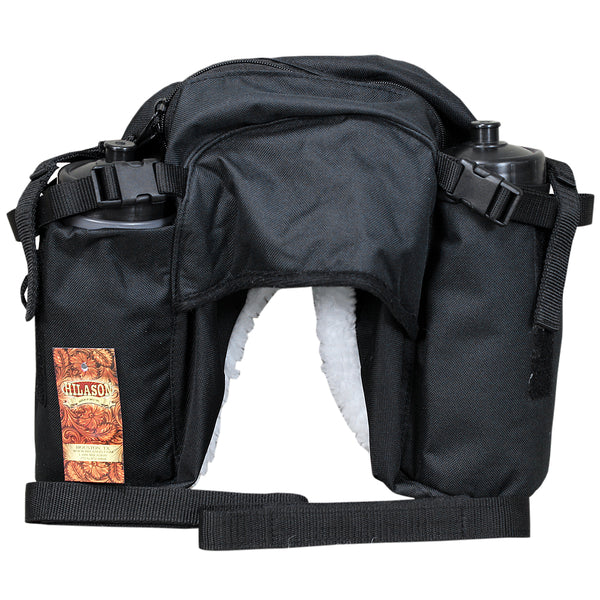 Hilason Western Saddle Bags with Bottle 600D Cordura Outer Black - Uhorse