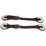 Hilason Burgundy Leather Spur Straps 1 Ply Stitched Skirt Leather Rawhide Trim