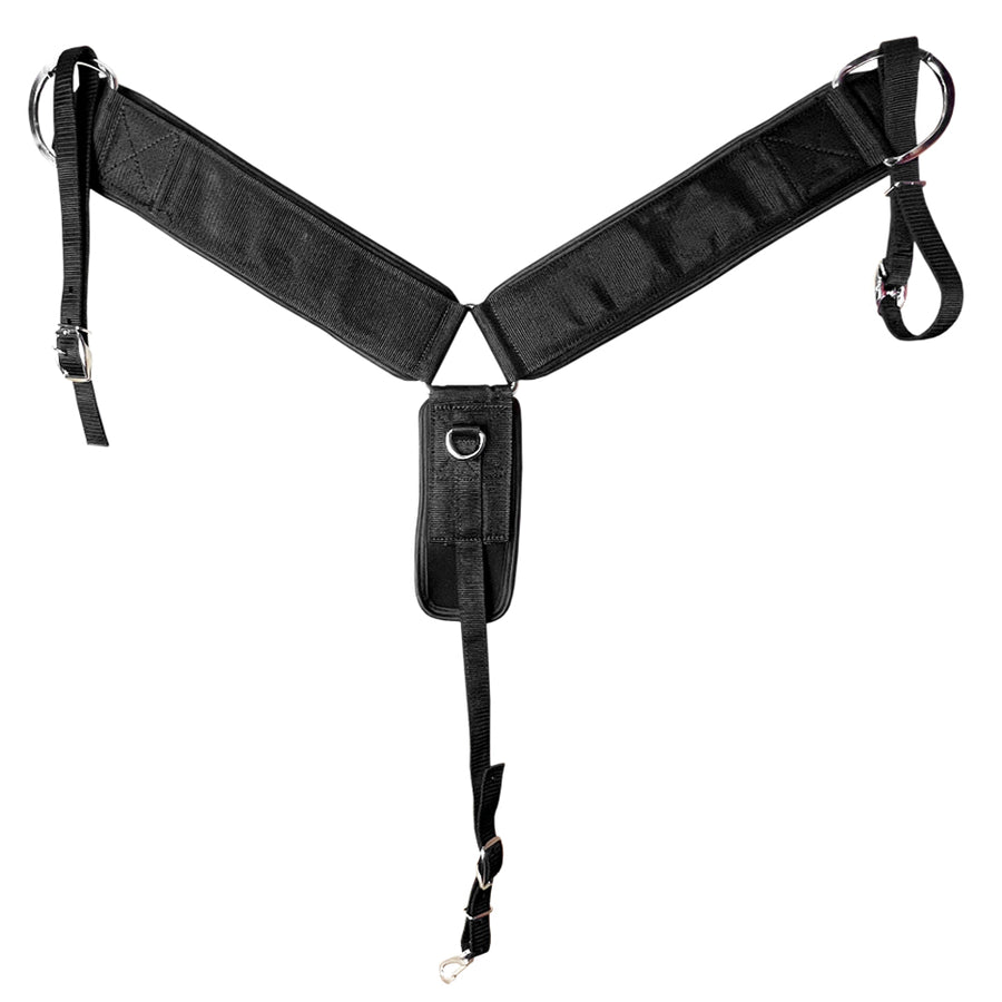 Black nylon Western cinch with D-rings and center attachment - Hilason