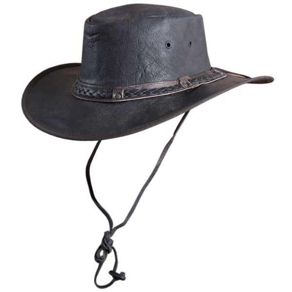 L M S Xl Hilason Genuine Nubic Leather Crushable Hat 3 In Brim - Uhorse