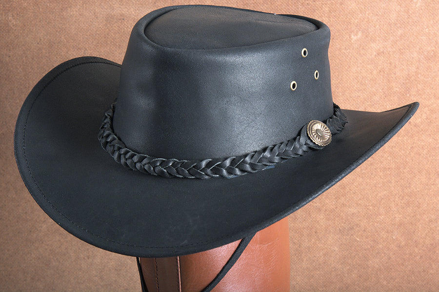HILASON L M S X Hand Made Genuine Cubic Leather Crushable Hat 3 In Brim | Cowboy Cow Girl Hats Sun for Women & Men Fedora