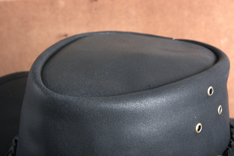 HILASON L M S X Hand Made Genuine Cubic Leather Crushable Hat 3 In Brim | Cowboy Cow Girl Hats Sun for Women & Men Fedora