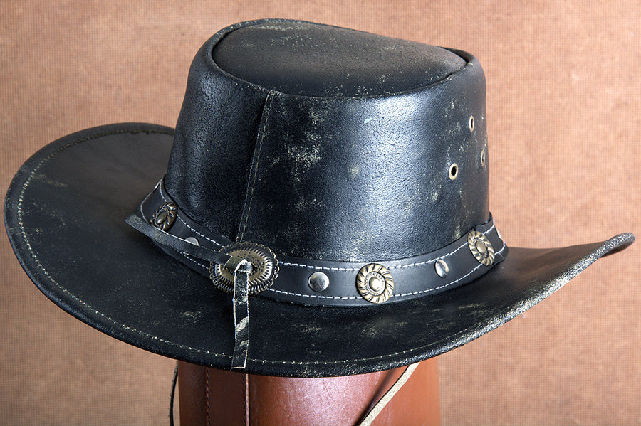 HILASON L M S XL Hand Made Split Antique Leather Crushable Hat 3 in Brim | Cowboy Cow Girl Hats Sun for Women & Men Fedora