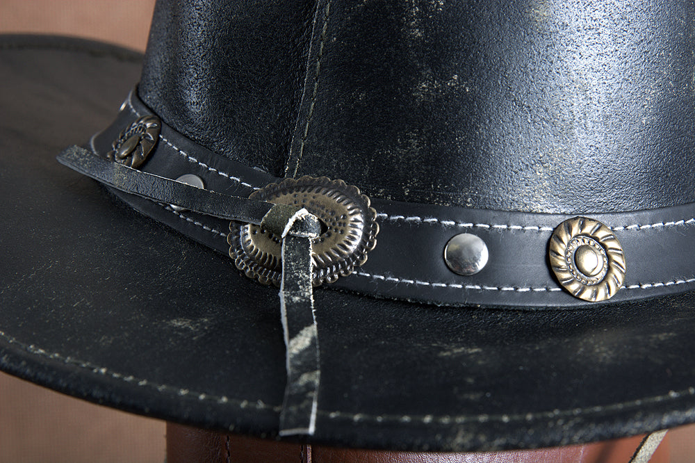L M S Xl Hilason Hand Made Split Antique Leather Crushable Hat 3 In Brim