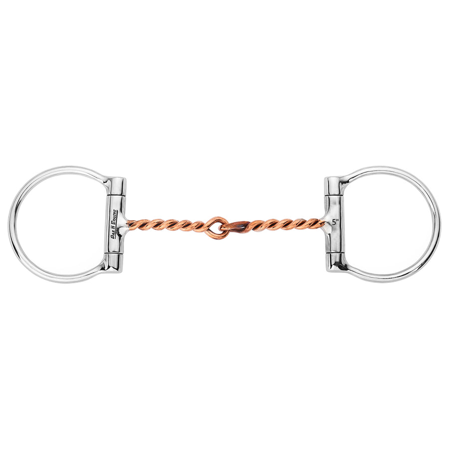 BAR H EQUINE D Ring Twisted Copper Wire Jointed Snaffle Bit - Bar H Equine