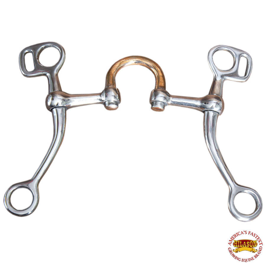 5" Hilason Stainless Steel Tom Thumb Horse Bit with Copper Highport Mouth - Uhorse