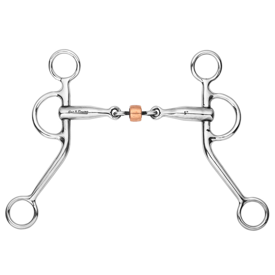 BAR H EQUINE Argentine Snaffle Bit with Three Piece Dog Bone Copper Roller - Uhorse
