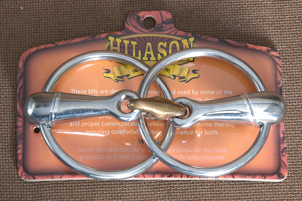 5" Hilason Western Loose Ring Copper Link Solid Mouthpiece Horse Bit
