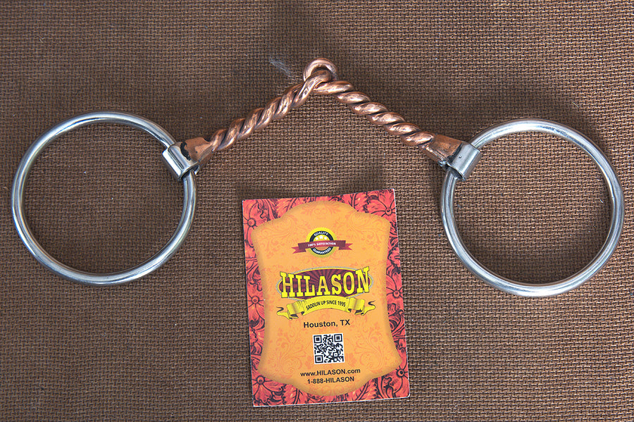 5" Hilason Western Loose Ring Horse Bit W/ Twisted Copper Wire Mouth