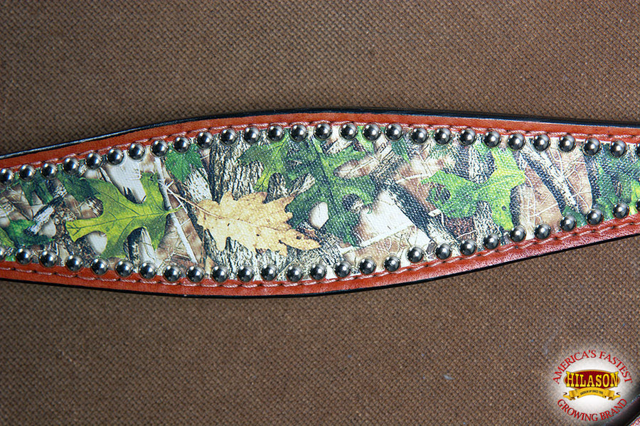 Hilason Western Horse Breast Collar Headstall American Leather Camouflage Mahogany