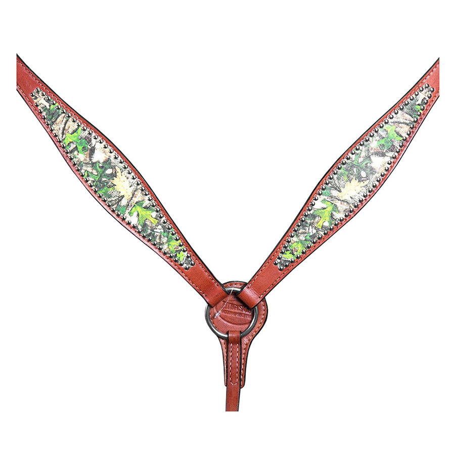 Hilason Western Horse Breast Collar Headstall American Leather Camouflage Mahogany
