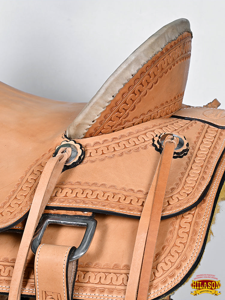 HILASON Western Horse Saddle American Leather Ranch Roping | Hand Tooled Wade & For Horses