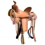 HILASON Western Horse Saddle American Leather Ranch Roping | Hand Tooled | Horse Saddle | Western Saddle | Wade & Roping Saddle | Horse Leather Saddle | Saddle For Horses