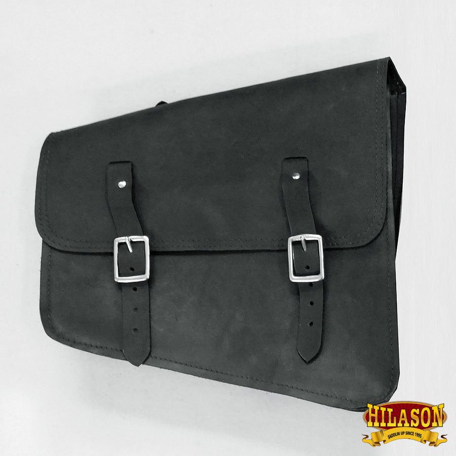 Motorcycle Bike Left Side Saddle Bag Leather Rigid Flap Solo W. – by Hilason – Cowboy and equestrian accessories