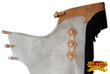 Hilason Pro Rodeo Bronc Bull-Riding Smooth Leather Chinks Chaps Medium