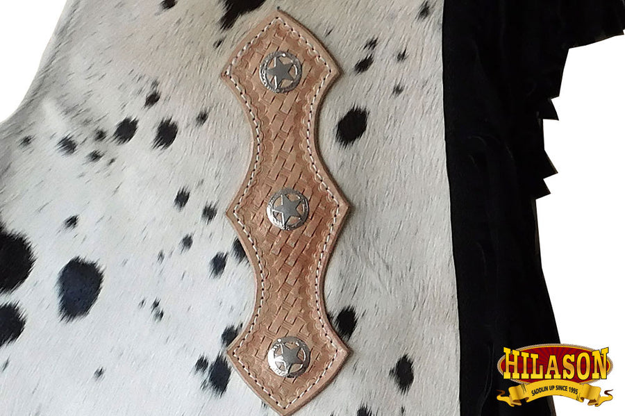 HILASON Western Pro Rodeo Bronc Bull Riding Leather Chinks | Handmade Chaps for Adults Hand Tooled Adult