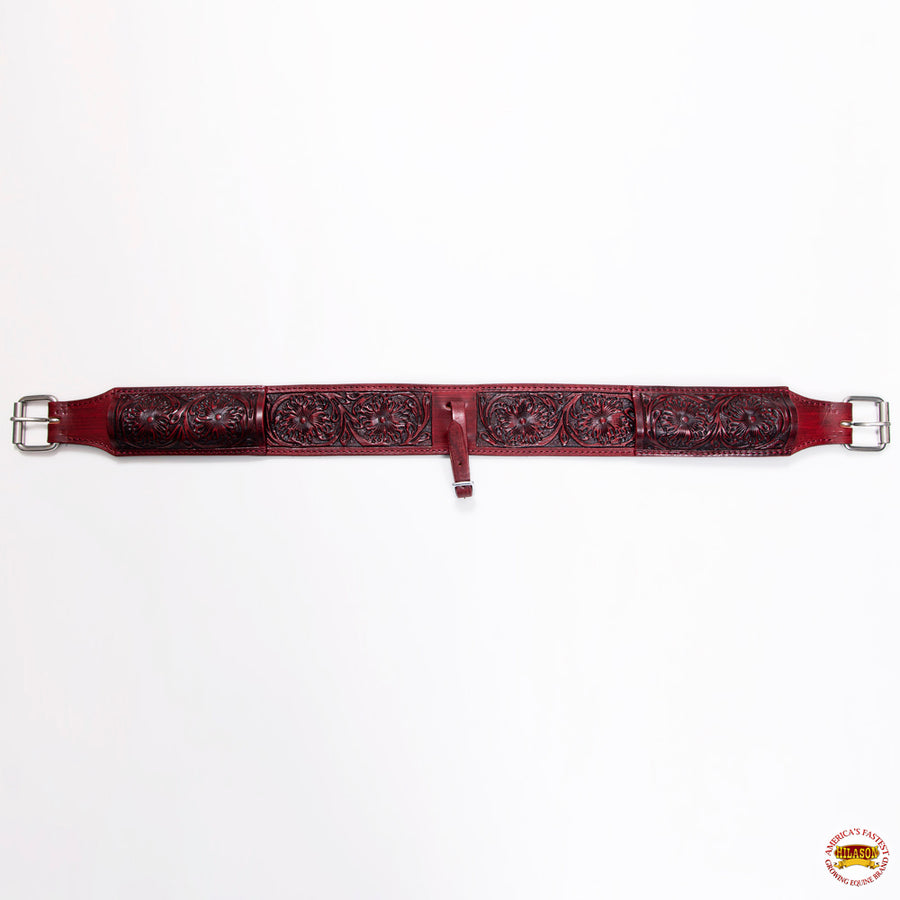 Western Horse Saddle Girth Hilason Leather Cinch Floral Carved