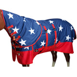 81" Hilason 1200D Waterproof Horse Hood Turnout Blanket Belly Wrap American Flag - Uhorse