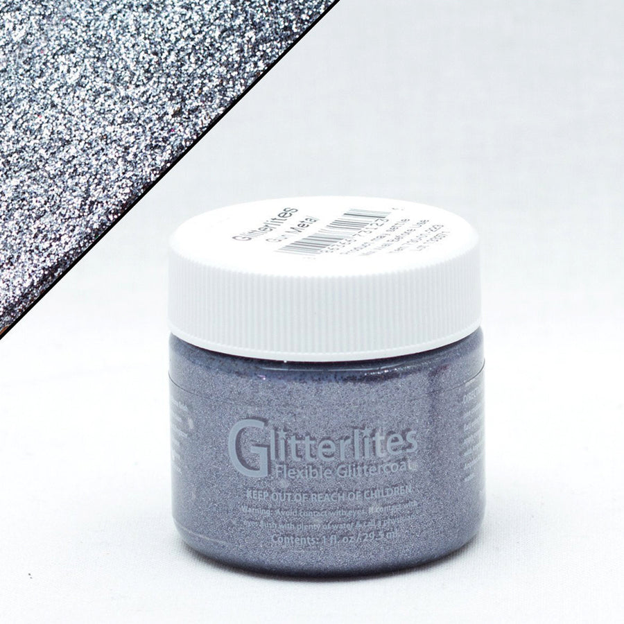 Silver glitter craft paint jar with white cap - Uhorse